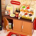 RoboTime 3D drevená skladačka Miniatúra domčeka Ázijské bistro Panda Hot Pot